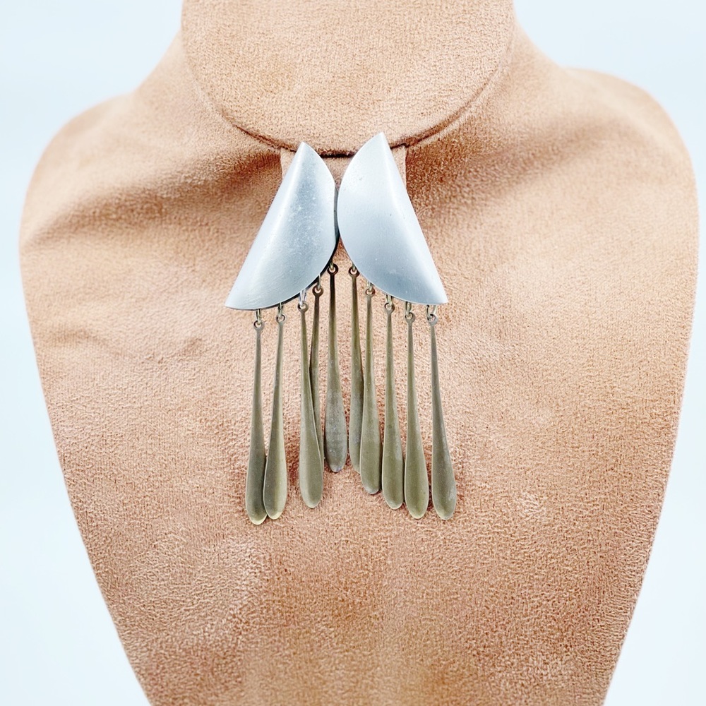Brutalist mix metal earrings